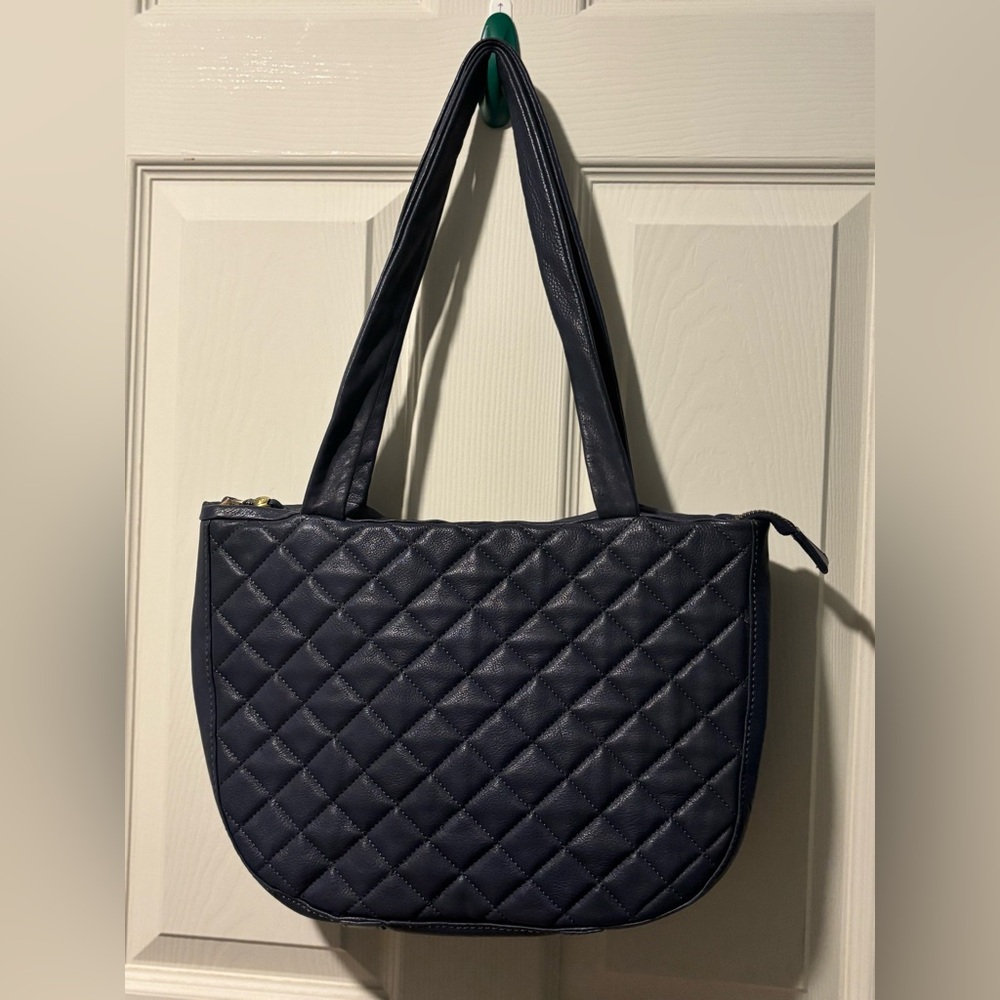 HOBO Navy Quilted Leather Shoulder Bag